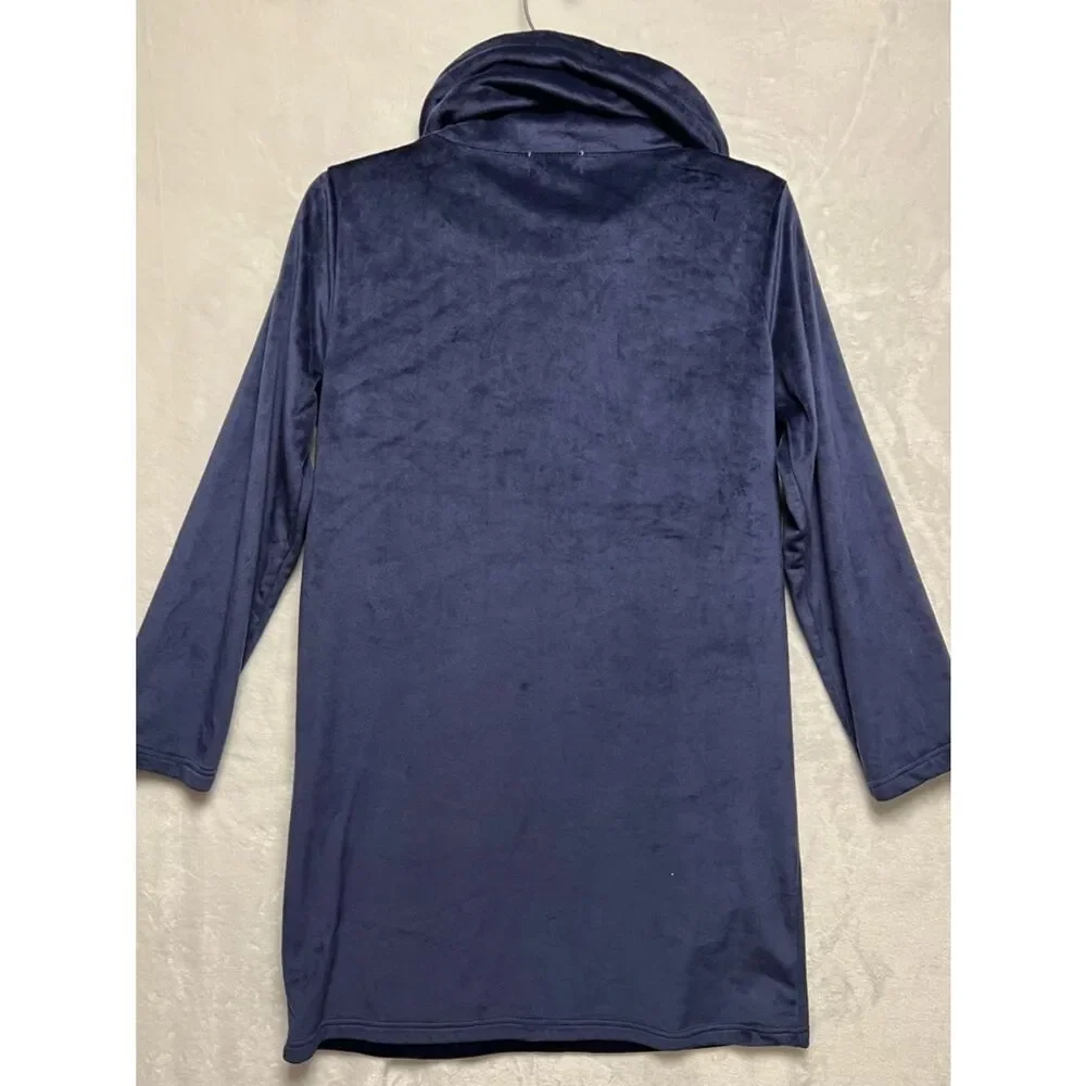 SOFTIES L/S Navy Snuggles Lounger Pullover with Loose Tulip Lined Collar- Sz S/M